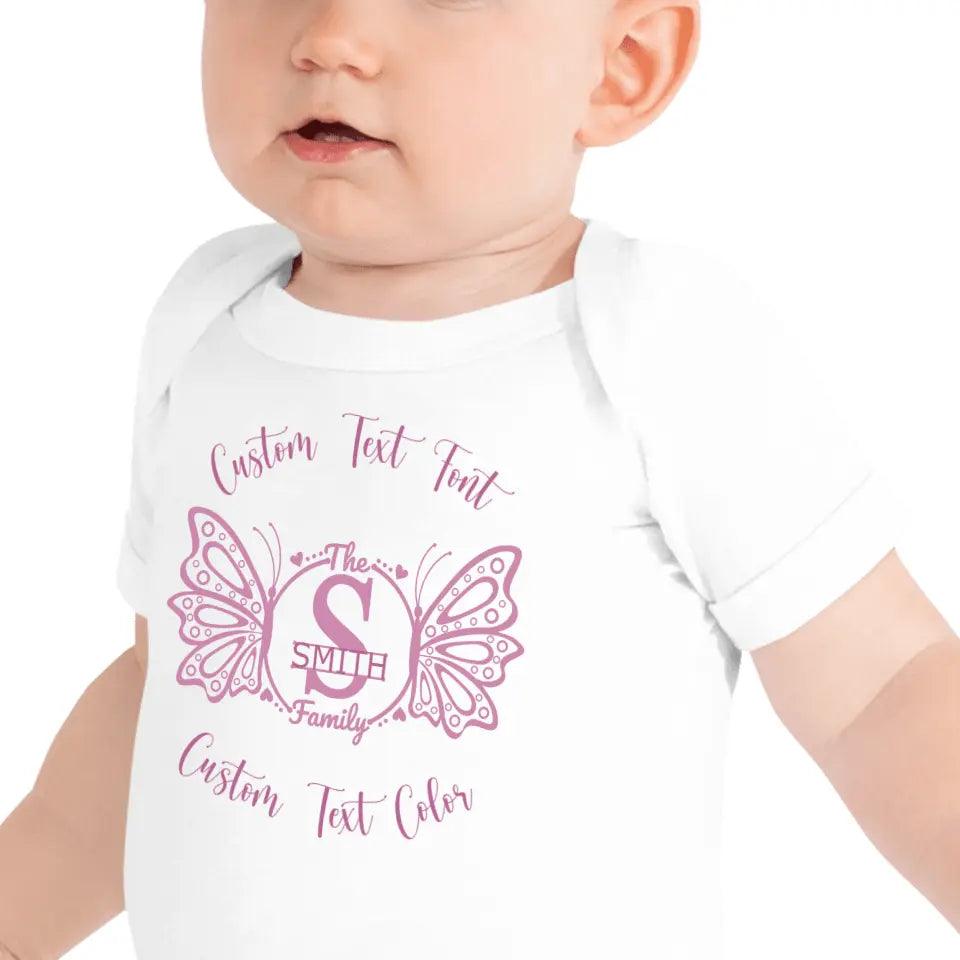 Custom Double Butterfly Family Split Letter Monogram T-Shirt - ART-TSH075 - ARTFULANE