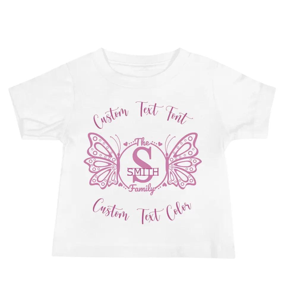 Custom Double Butterfly Family Split Letter Monogram T-Shirt - ART-TSH075 - ARTFULANE