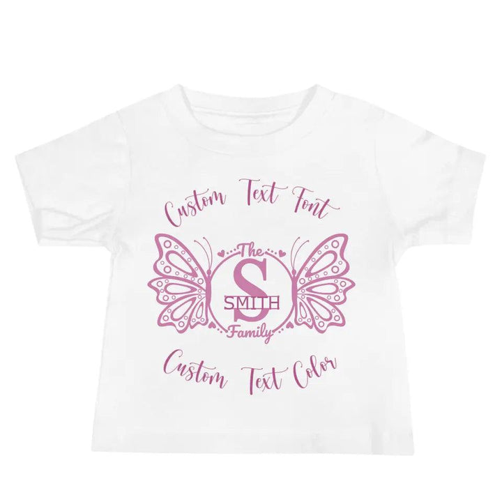 Custom Double Butterfly Family Split Letter Monogram T-Shirt - ART-TSH075 - ARTFULANE