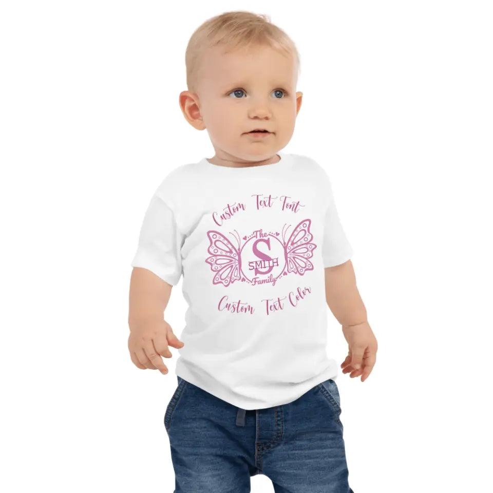 Custom Double Butterfly Family Split Letter Monogram T-Shirt - ART-TSH075 - ARTFULANE