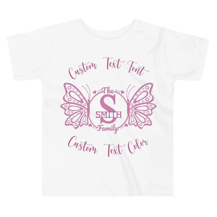 Custom Double Butterfly Family Split Letter Monogram T-Shirt - ART-TSH075 - ARTFULANE