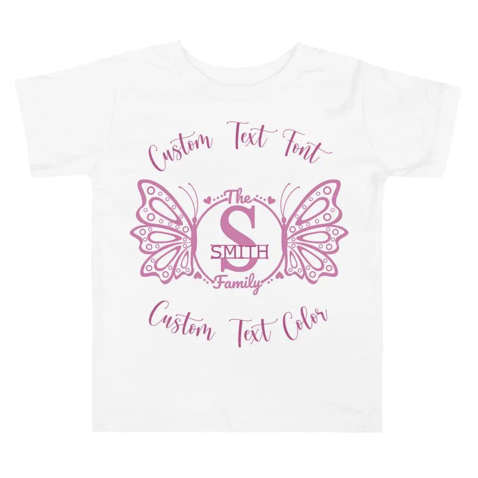 Custom Double Butterfly Family Split Letter Monogram T-Shirt - ART-TSH075 - ARTFULANE