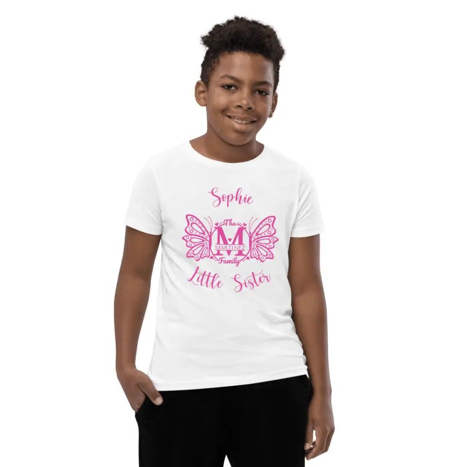 Custom Double Butterfly Family Split Letter Monogram T-Shirt - ART-TSH075 - ARTFULANE