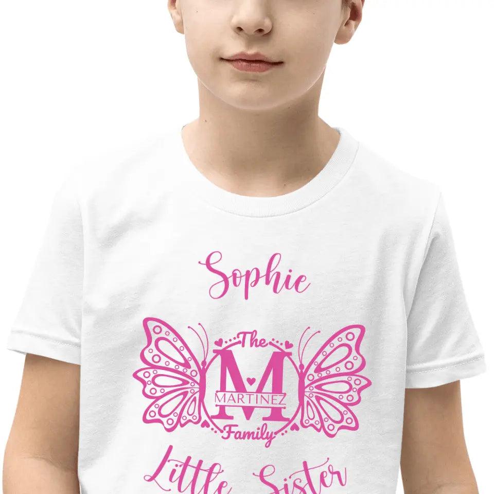 Custom Double Butterfly Family Split Letter Monogram T-Shirt - ART-TSH075 - ARTFULANE