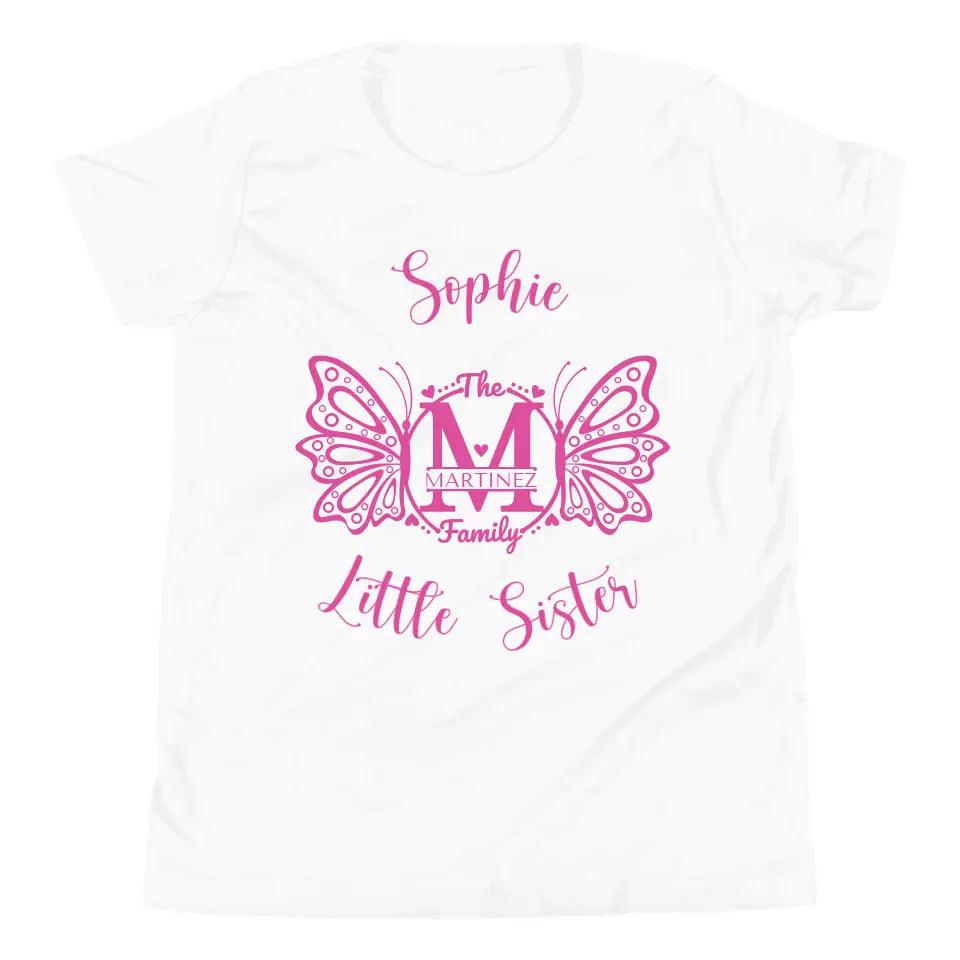 Custom Double Butterfly Family Split Letter Monogram T-Shirt - ART-TSH075 - ARTFULANE