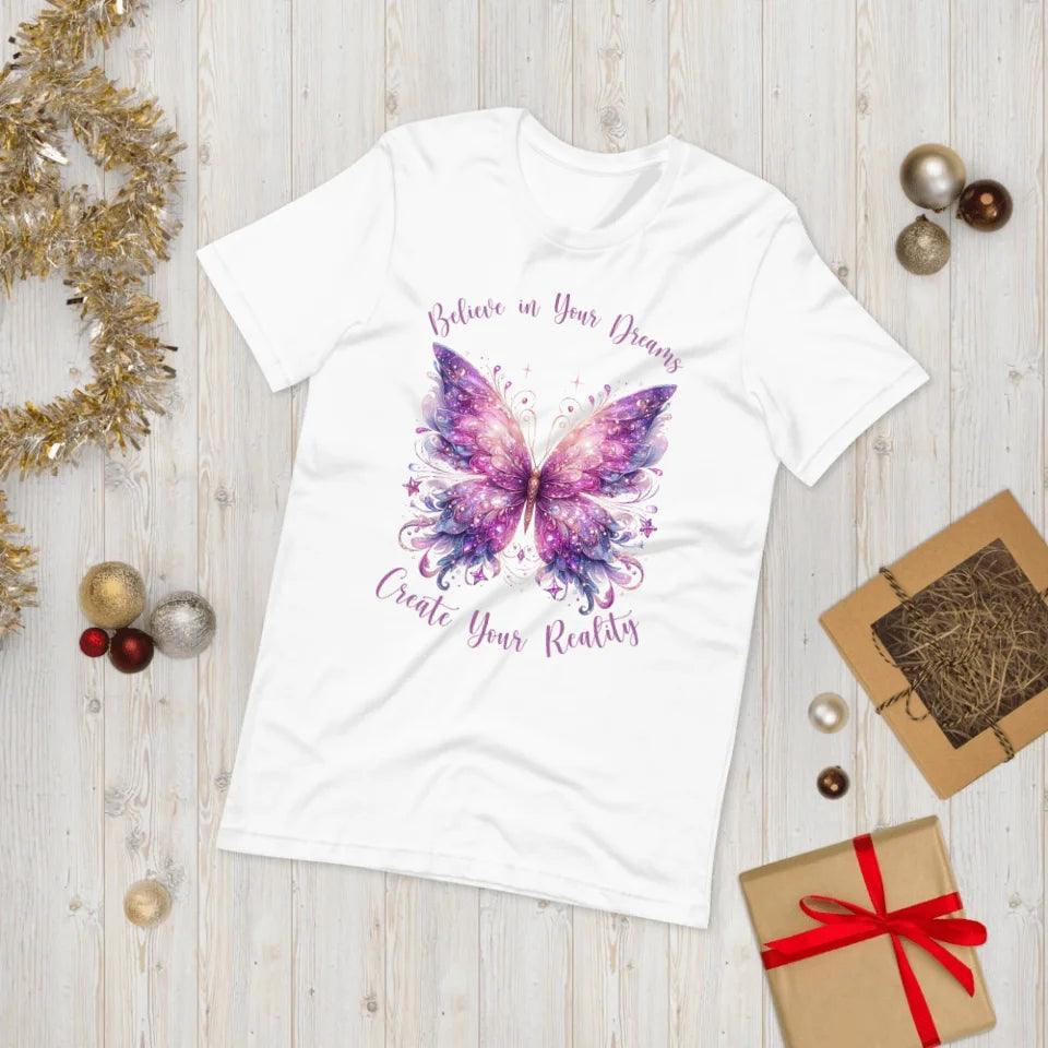 Custom Beautiful Glitter Print Butterflies T-Shirt - ART-TSH031 - ARTFULANE