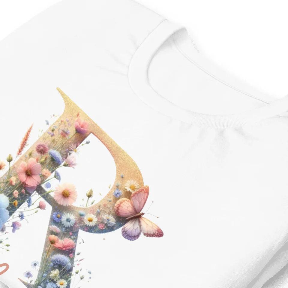 Custom Watercolor Wildflower Alphabet T-Shirt – ART-TSH003 - ARTFULANE