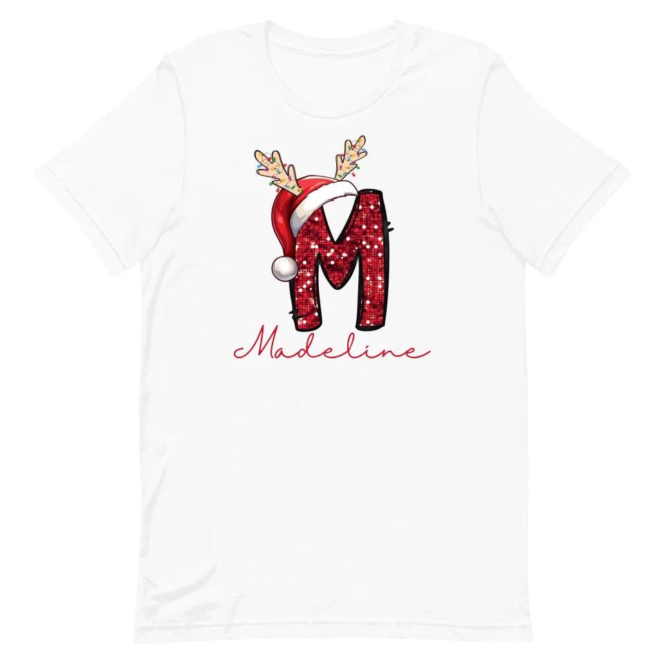 Custom Red Sequin Alphabet Christmas T-Shirt – ART-TSH015 - ARTFULANE