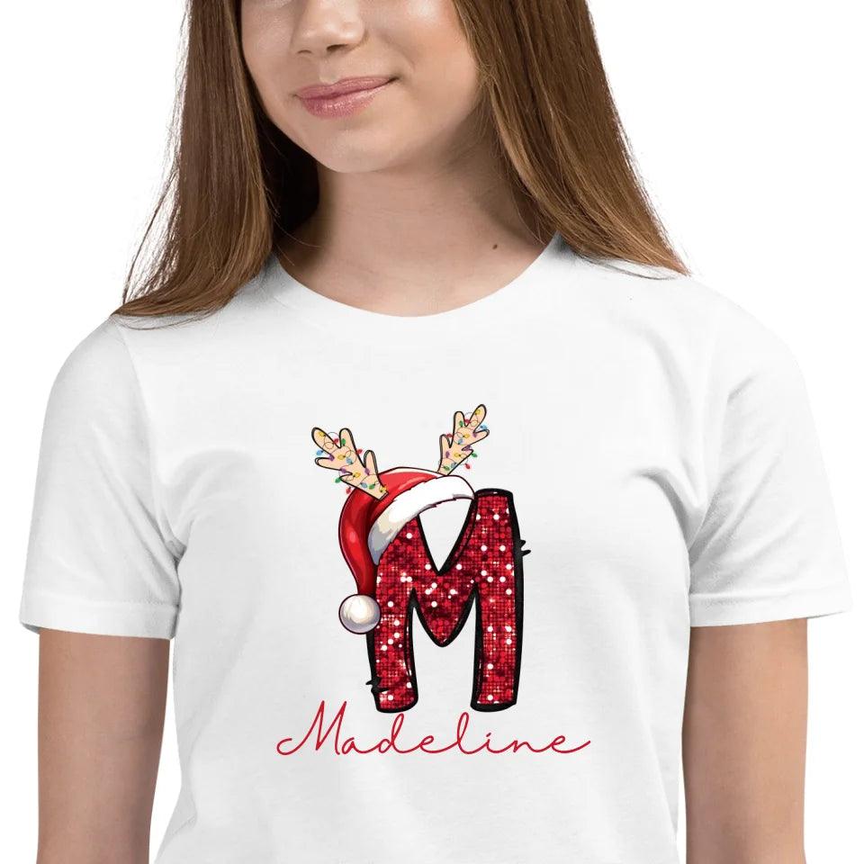 Custom Red Sequin Alphabet Christmas T-Shirt – ART-TSH015 - ARTFULANE