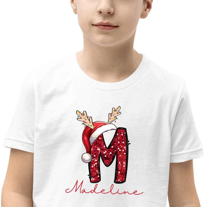 Custom Red Sequin Alphabet Christmas T-Shirt – ART-TSH015 - ARTFULANE