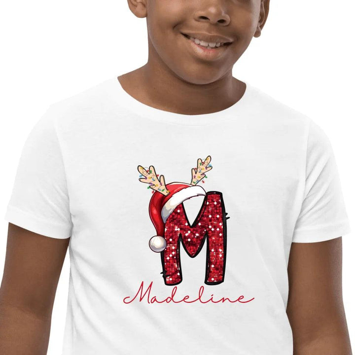 Custom Red Sequin Alphabet Christmas T-Shirt – ART-TSH015 - ARTFULANE