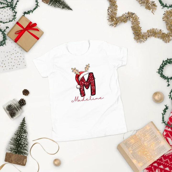 Custom Red Sequin Alphabet Christmas T-Shirt – ART-TSH015 - ARTFULANE