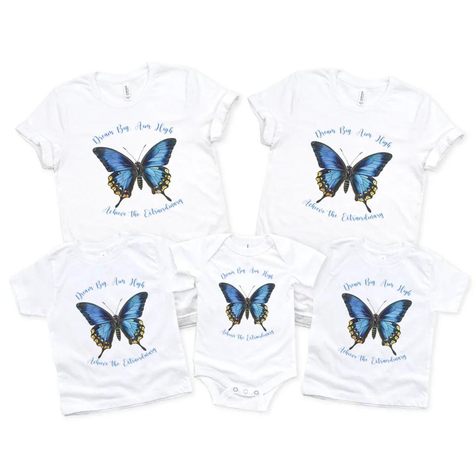 Custom Vintage Blue Butterflies T-Shirt - ART-TSH033 - ARTFULANE