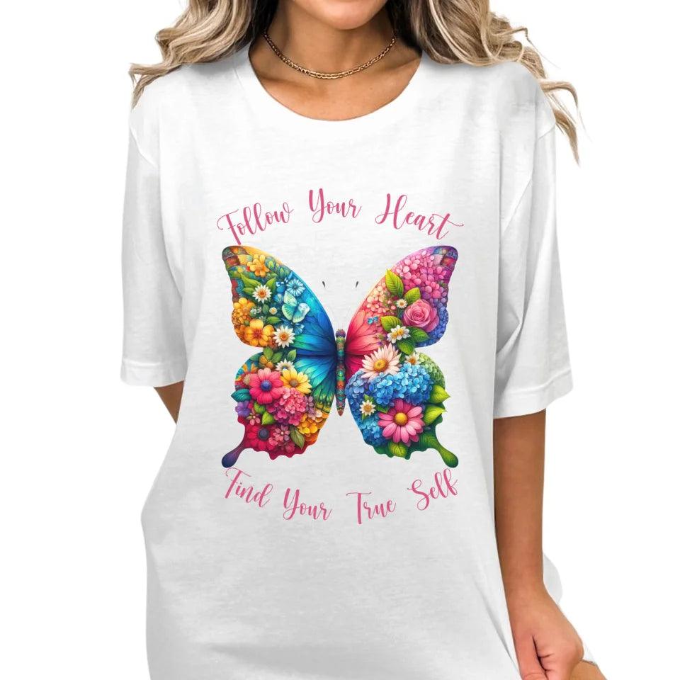 Custom Beautiful Floral Butterflies T-Shirt - ART-TSH036 - ARTFULANE