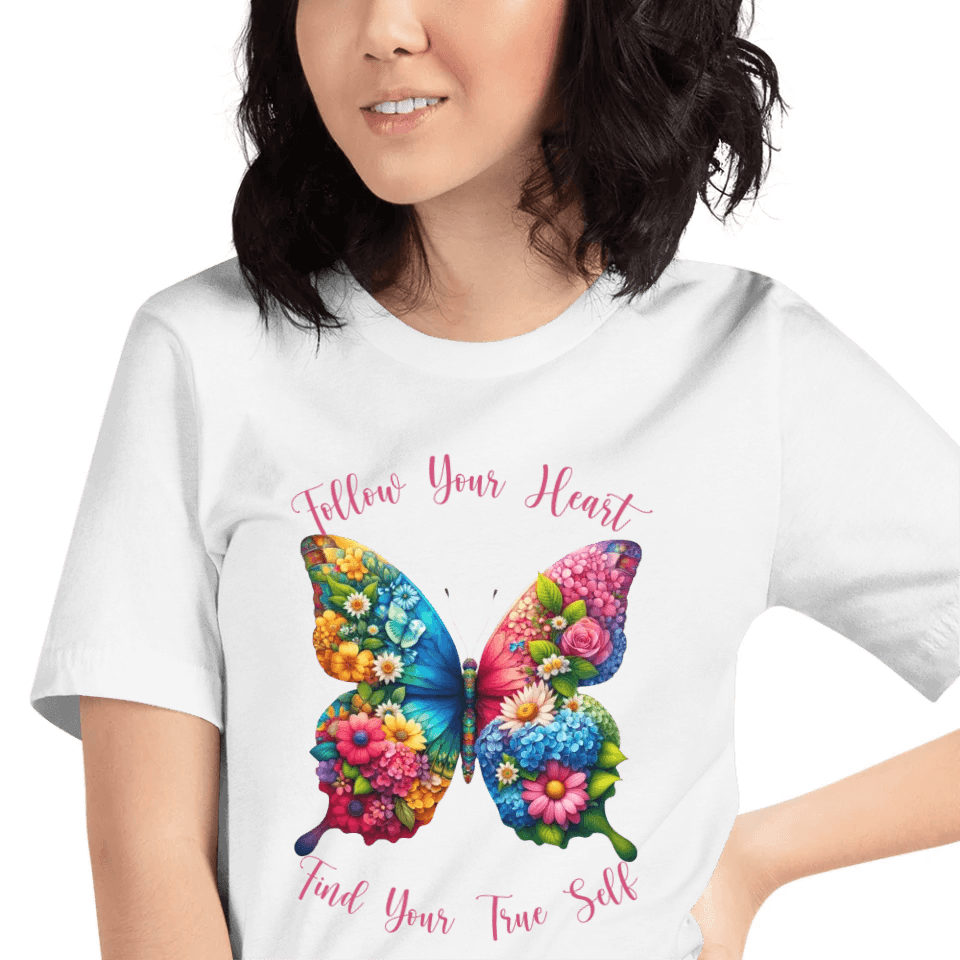 Custom Beautiful Floral Butterflies T-Shirt - ART-TSH036 - ARTFULANE