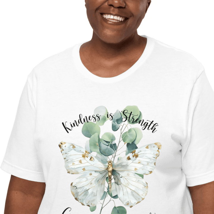 Custom Watercolor Butterflies on Botanicals T-Shirt - ART-TSH037 - ARTFULANE