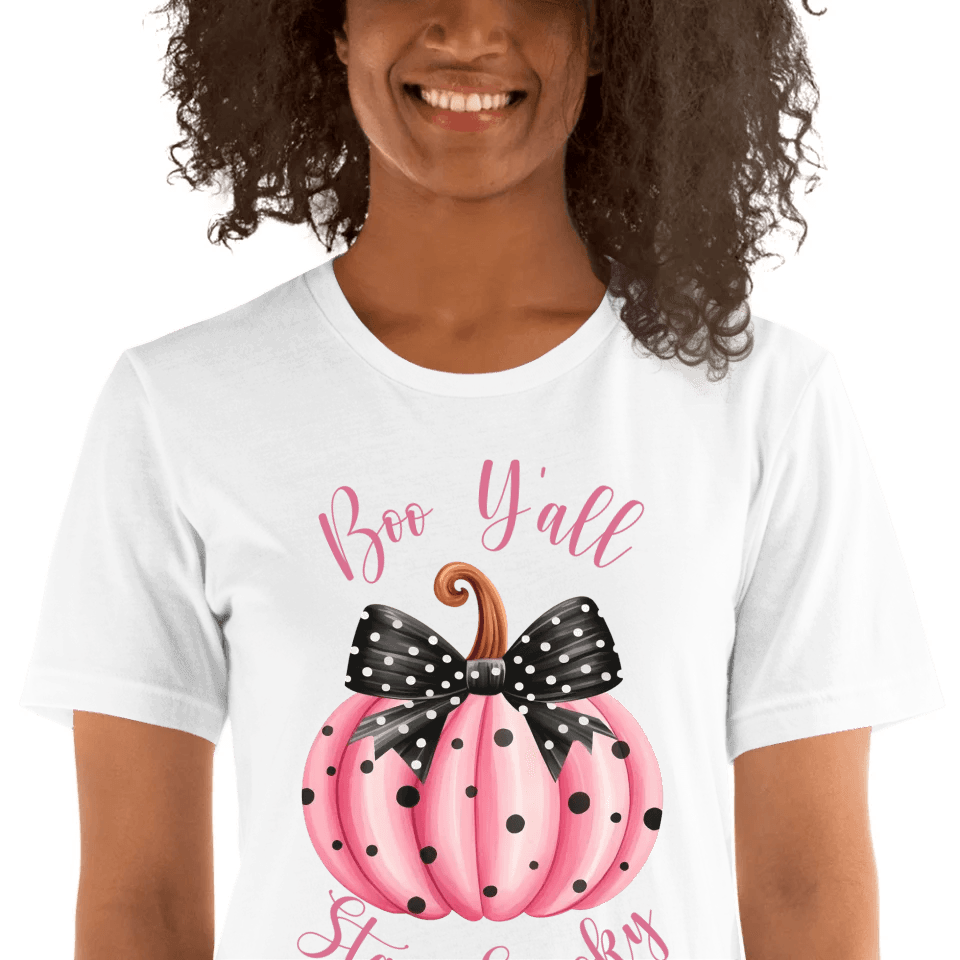 Custom Pink Halloween Coquette Bow T-Shirt - ART-TSH043 - ARTFULANE