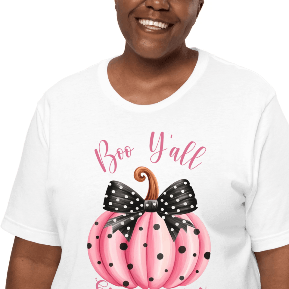 Custom Pink Halloween Coquette Bow T-Shirt - ART-TSH043 - ARTFULANE