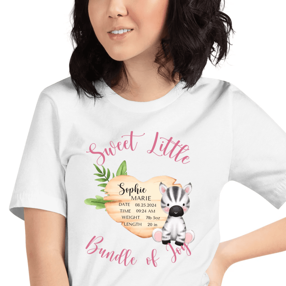 Custom Cute Zebra Safari Baby Announcement T-Shirt - ART-TSH046 - ARTFULANE