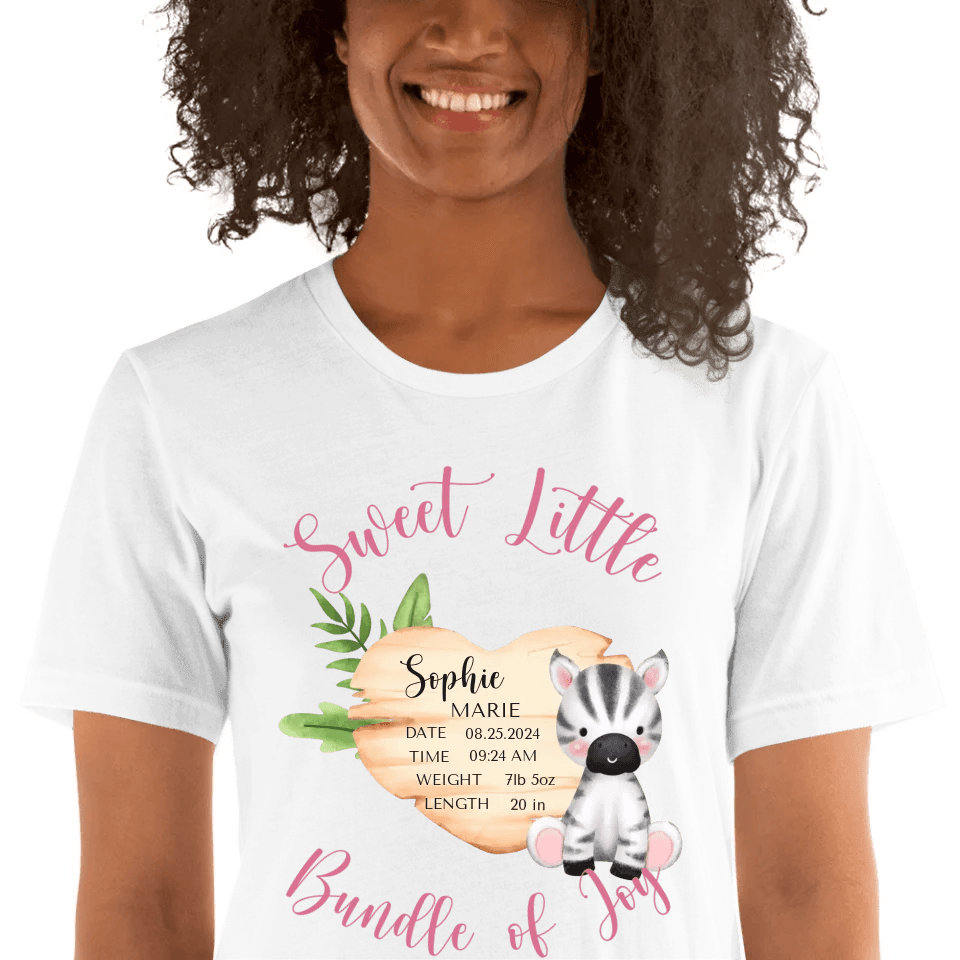 Custom Cute Zebra Safari Baby Announcement T-Shirt - ART-TSH046 - ARTFULANE