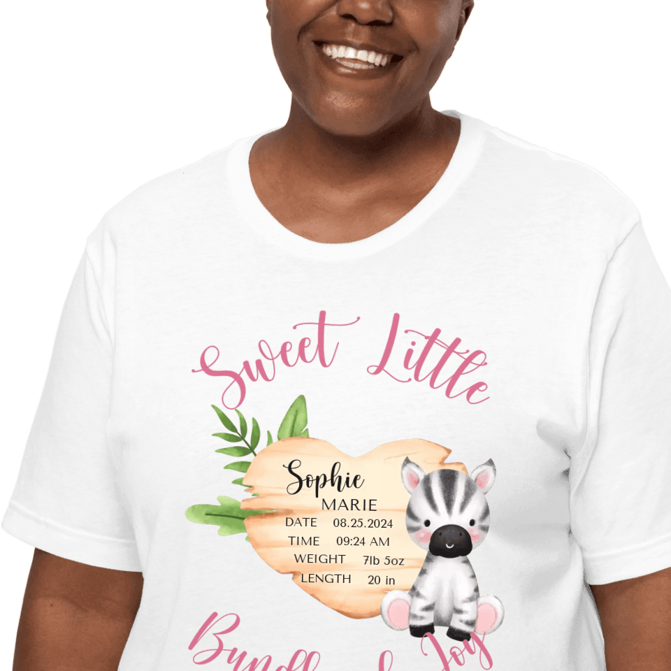 Custom Cute Zebra Safari Baby Announcement T-Shirt - ART-TSH046 - ARTFULANE