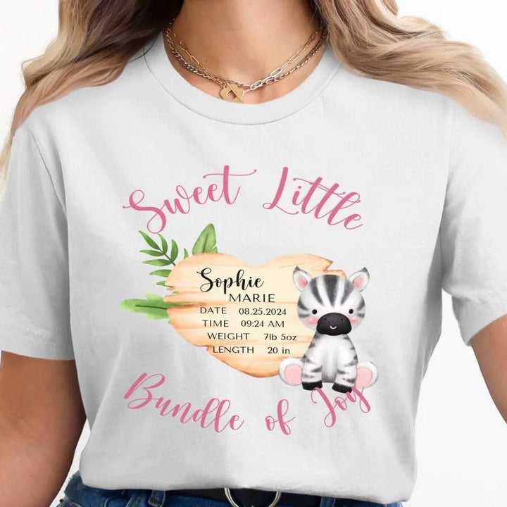 Custom Cute Zebra Safari Baby Announcement T-Shirt - ART-TSH046 - ARTFULANE