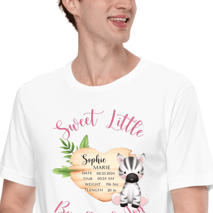 Custom Cute Zebra Safari Baby Announcement T-Shirt - ART-TSH046 - ARTFULANE