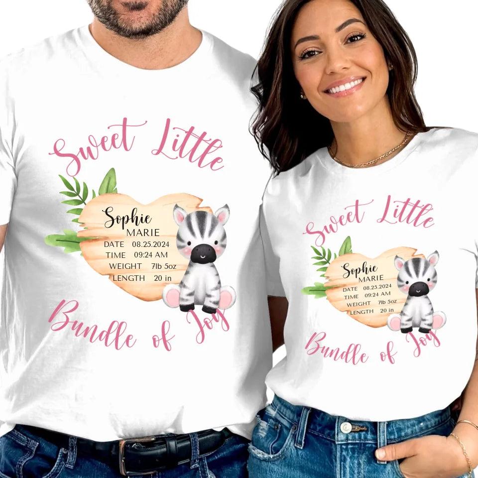 Custom Cute Zebra Safari Baby Announcement T-Shirt - ART-TSH046 - ARTFULANE