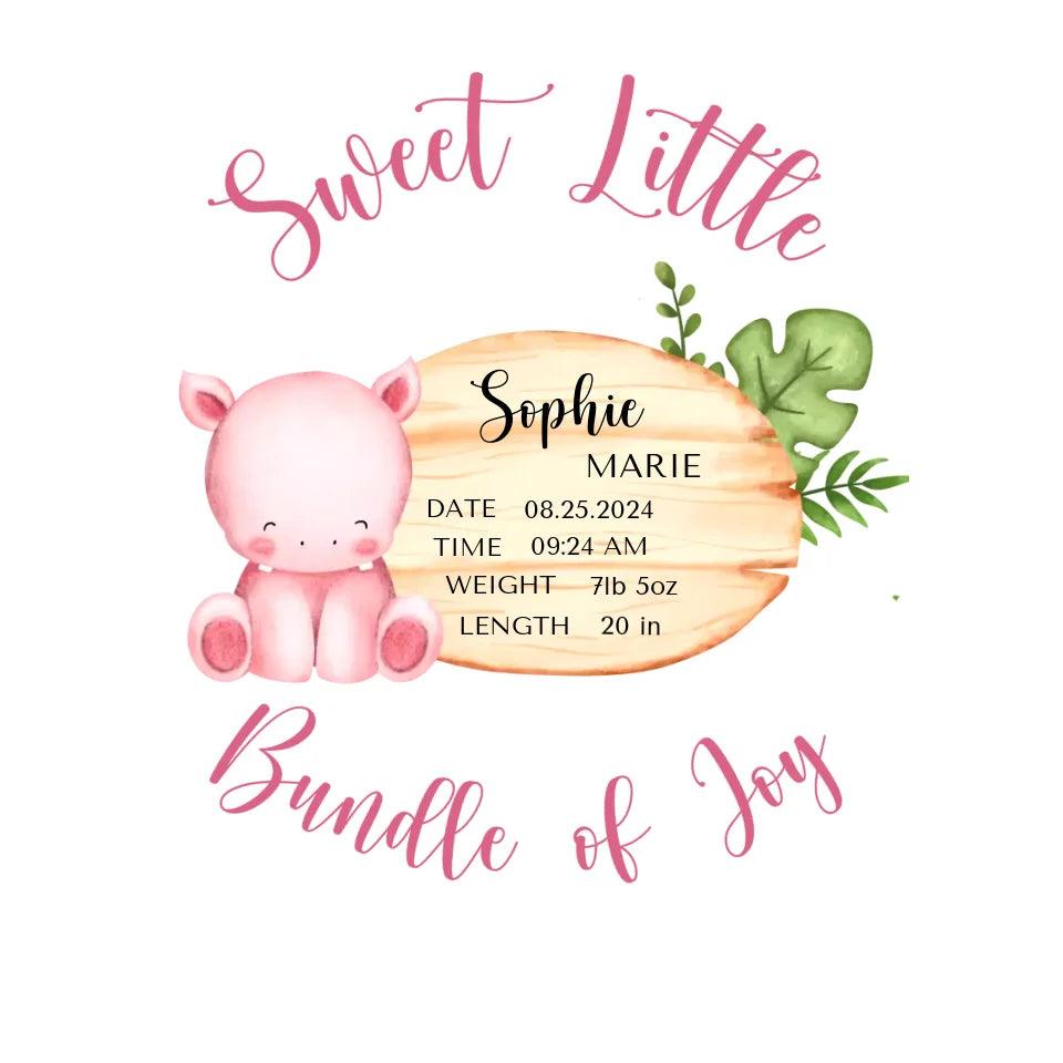 Custom Cute Hippo Safari Baby Announcement T-Shirt - ART-TSH047 - ARTFULANE