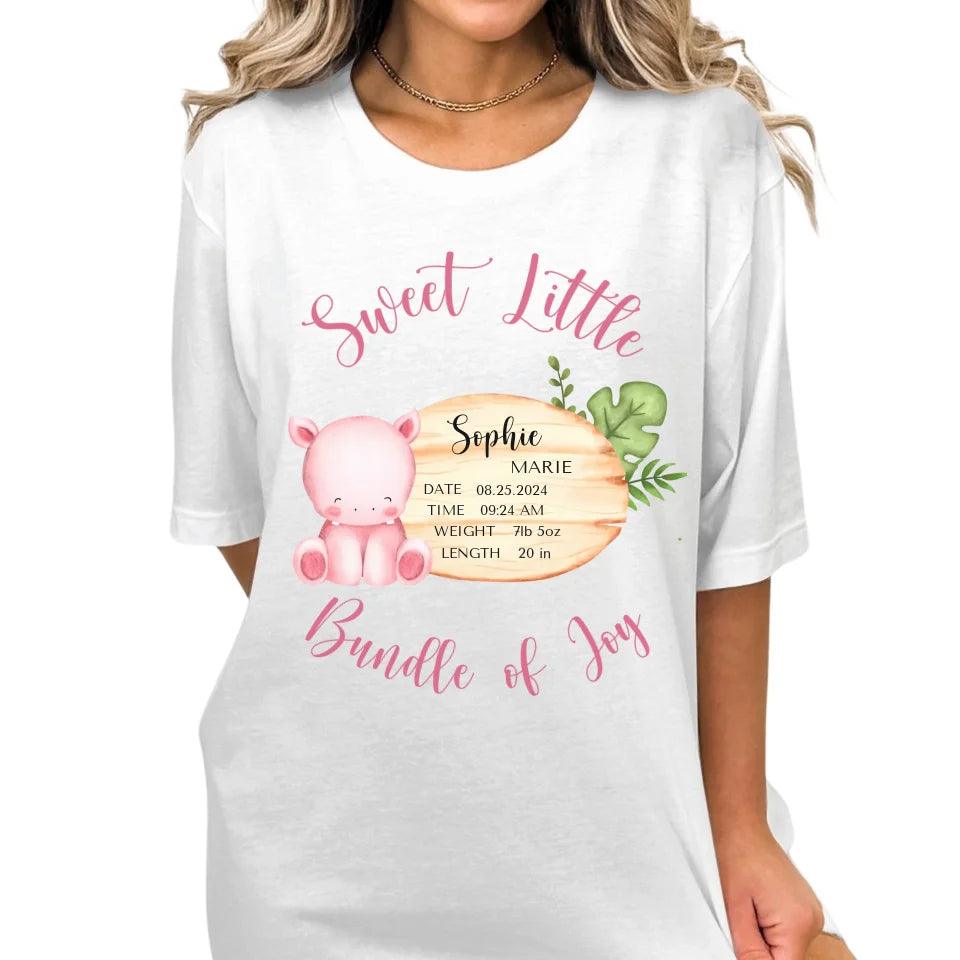 Custom Cute Hippo Safari Baby Announcement T-Shirt - ART-TSH047 - ARTFULANE