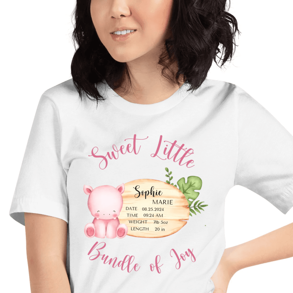 Custom Cute Hippo Safari Baby Announcement T-Shirt - ART-TSH047 - ARTFULANE