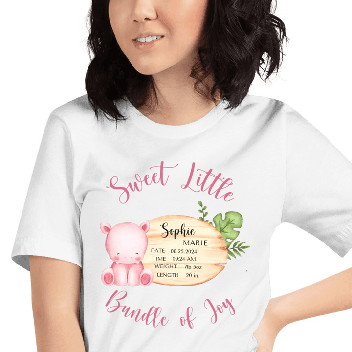 Custom Cute Hippo Safari Baby Announcement T-Shirt - ART-TSH047 - ARTFULANE