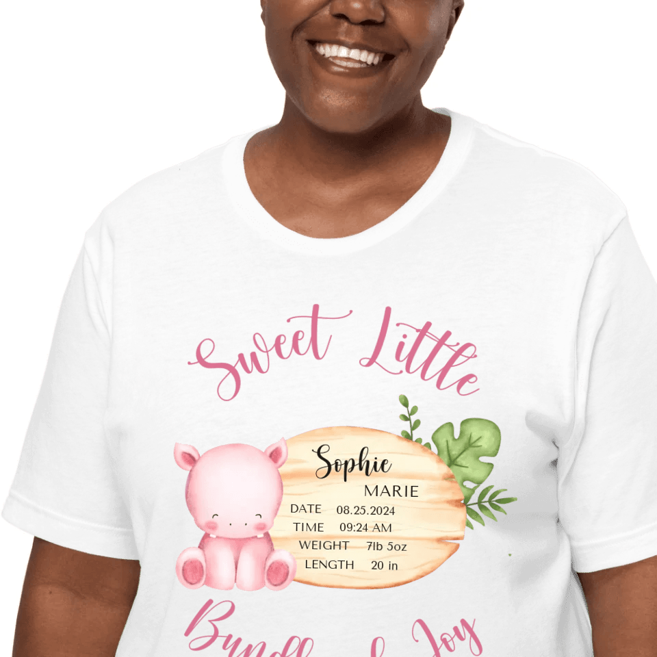 Custom Cute Hippo Safari Baby Announcement T-Shirt - ART-TSH047 - ARTFULANE