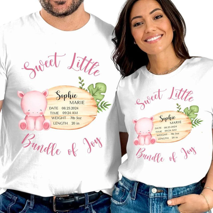 Custom Cute Hippo Safari Baby Announcement T-Shirt - ART-TSH047 - ARTFULANE