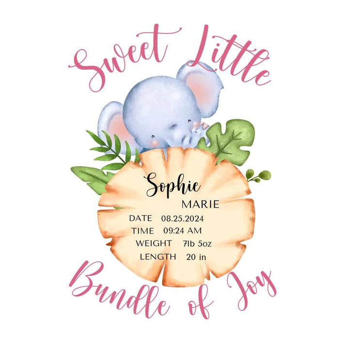 Custom Cute Elephant Safari Baby Announcement T-Shirt - ART-TSH048 - ARTFULANE