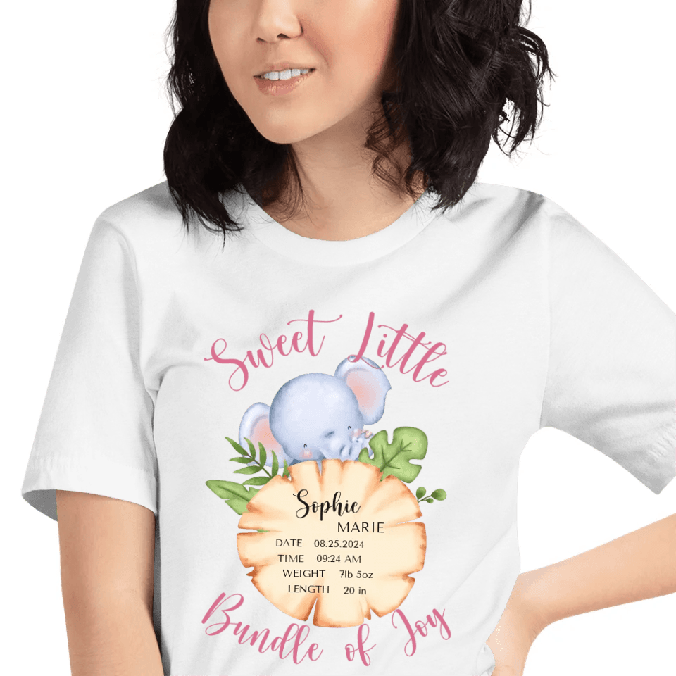 Custom Cute Elephant Safari Baby Announcement T-Shirt - ART-TSH048 - ARTFULANE