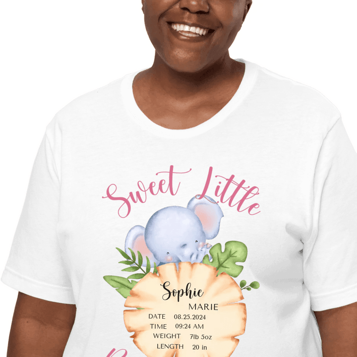 Custom Cute Elephant Safari Baby Announcement T-Shirt - ART-TSH048 - ARTFULANE