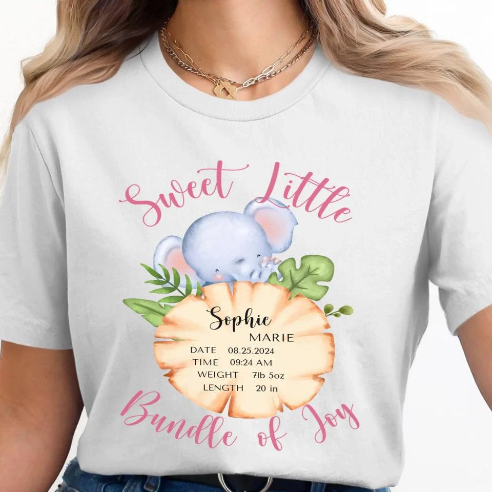 Custom Cute Elephant Safari Baby Announcement T-Shirt - ART-TSH048 - ARTFULANE