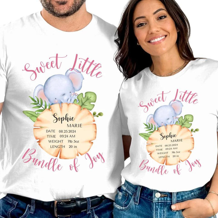 Custom Cute Elephant Safari Baby Announcement T-Shirt - ART-TSH048 - ARTFULANE