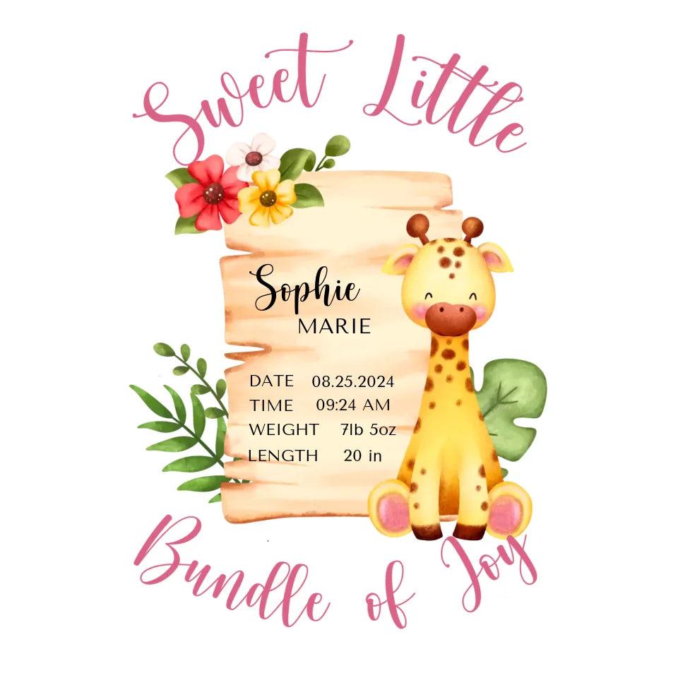 Custom Cute Giraffe Safari Baby Announcement T-Shirt - ART-TSH050 - ARTFULANE