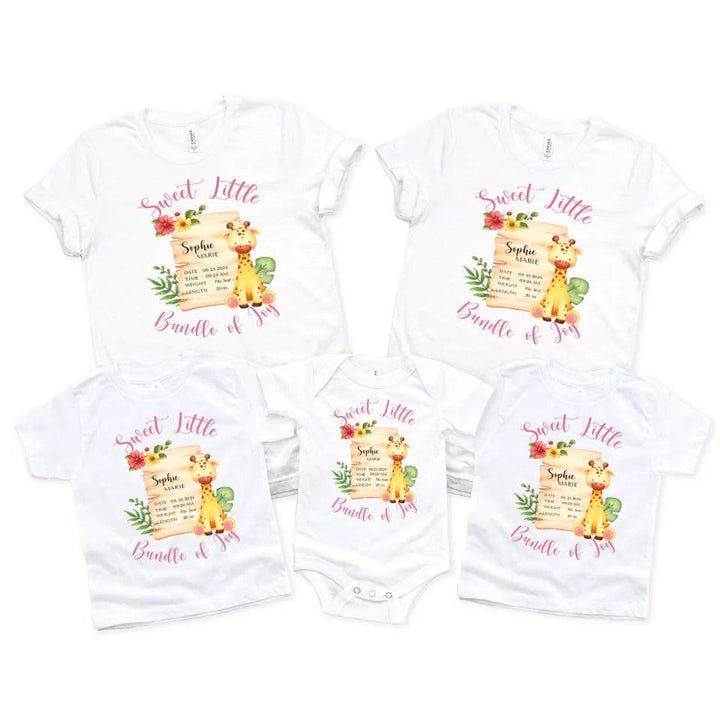 Custom Cute Giraffe Safari Baby Announcement T-Shirt - ART-TSH050 - ARTFULANE