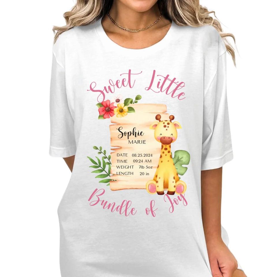 Custom Cute Giraffe Safari Baby Announcement T-Shirt - ART-TSH050 - ARTFULANE