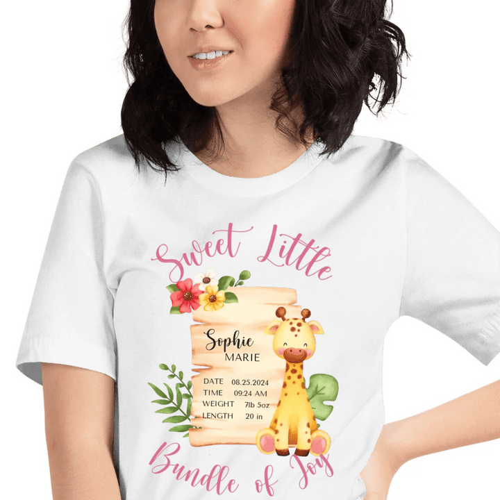 Custom Cute Giraffe Safari Baby Announcement T-Shirt - ART-TSH050 - ARTFULANE