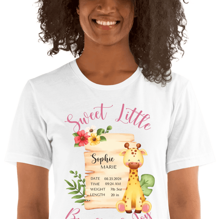 Custom Cute Giraffe Safari Baby Announcement T-Shirt - ART-TSH050 - ARTFULANE