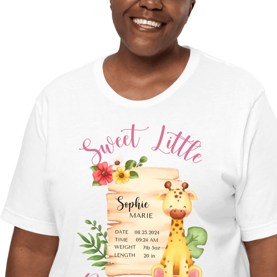 Custom Cute Giraffe Safari Baby Announcement T-Shirt - ART-TSH050 - ARTFULANE