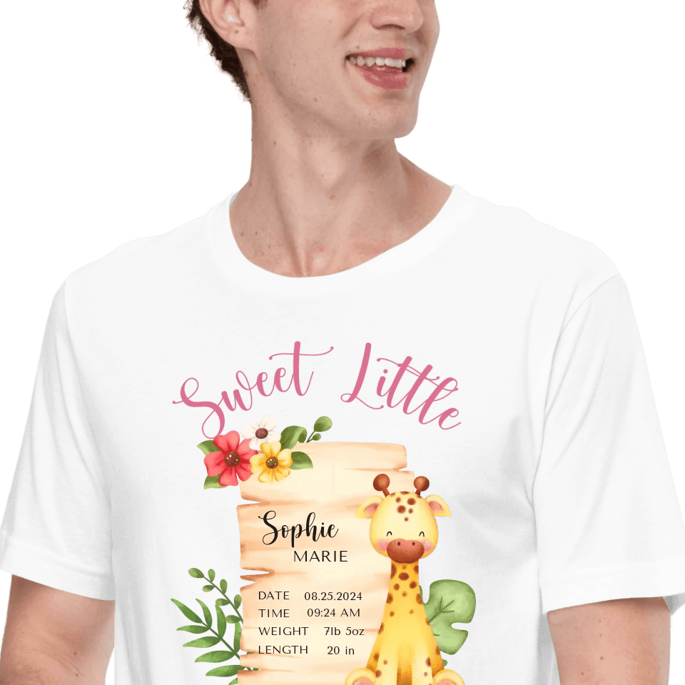 Custom Cute Giraffe Safari Baby Announcement T-Shirt - ART-TSH050 - ARTFULANE