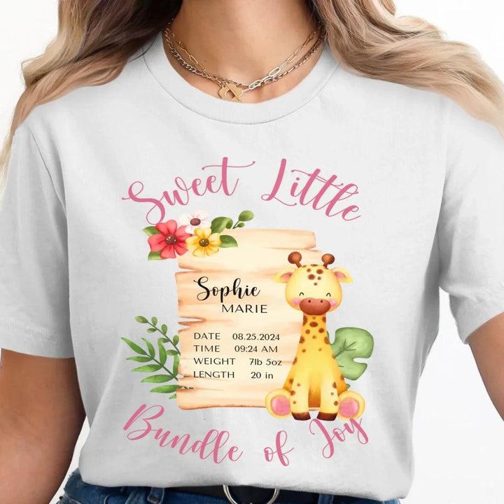 Custom Cute Giraffe Safari Baby Announcement T-Shirt - ART-TSH050 - ARTFULANE