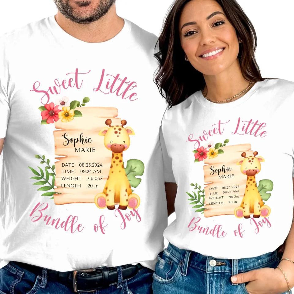 Custom Cute Giraffe Safari Baby Announcement T-Shirt - ART-TSH050 - ARTFULANE