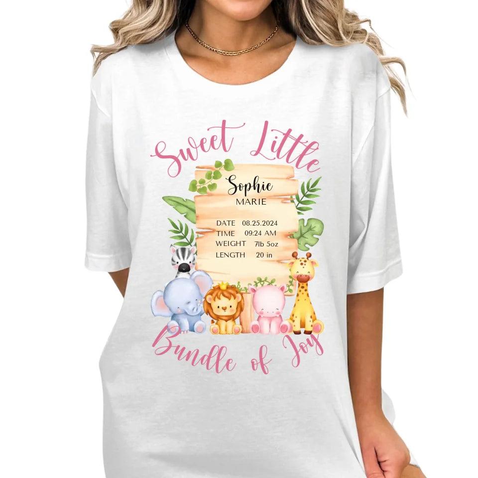 Custom Cute Safari Animals Baby Announcement T-Shirt - ART-TSH051 - ARTFULANE