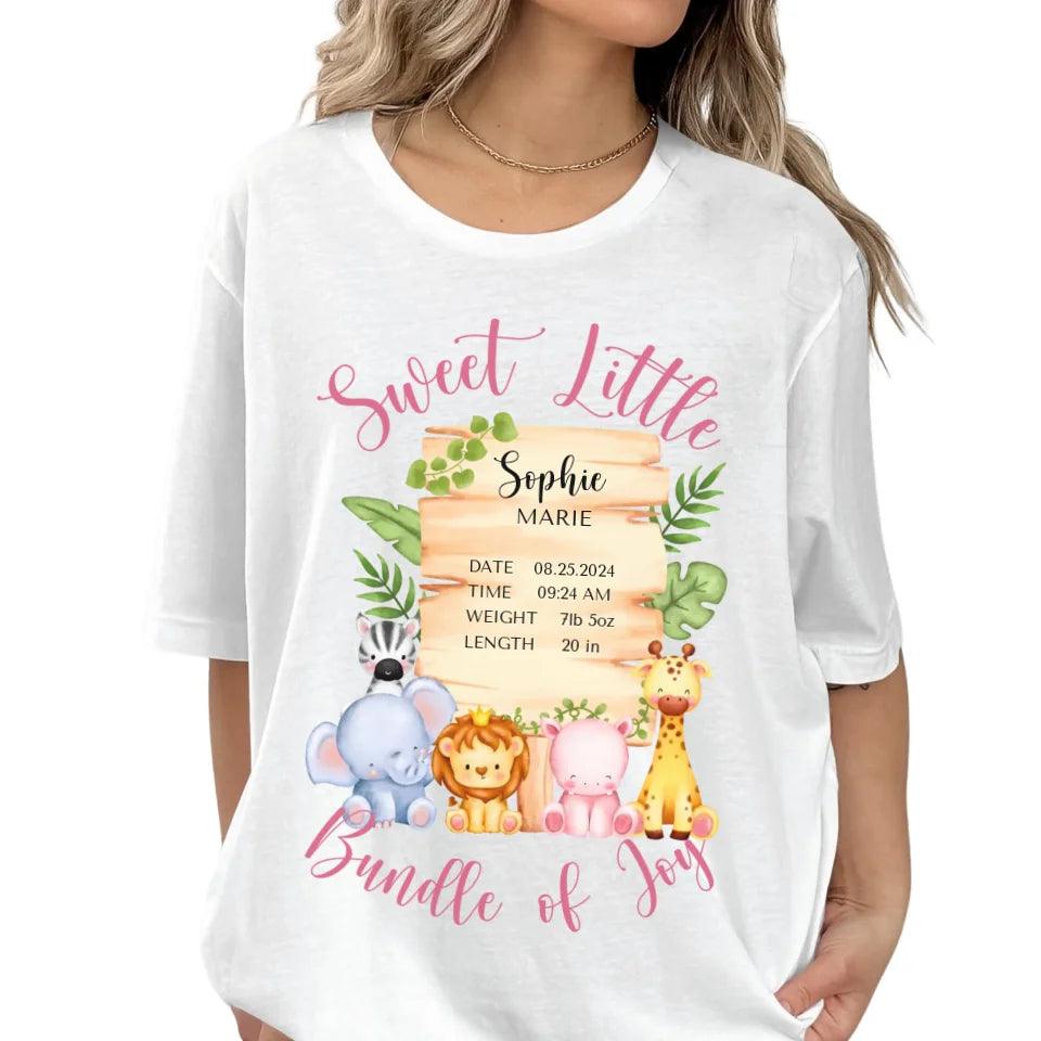 Custom Cute Safari Animals Baby Announcement T-Shirt - ART-TSH051 - ARTFULANE